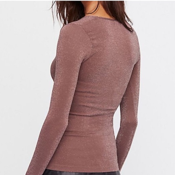Free People Seamless Plunge V-Neck Sparkle Top Size XS / S B1 - Picture 3 of 7